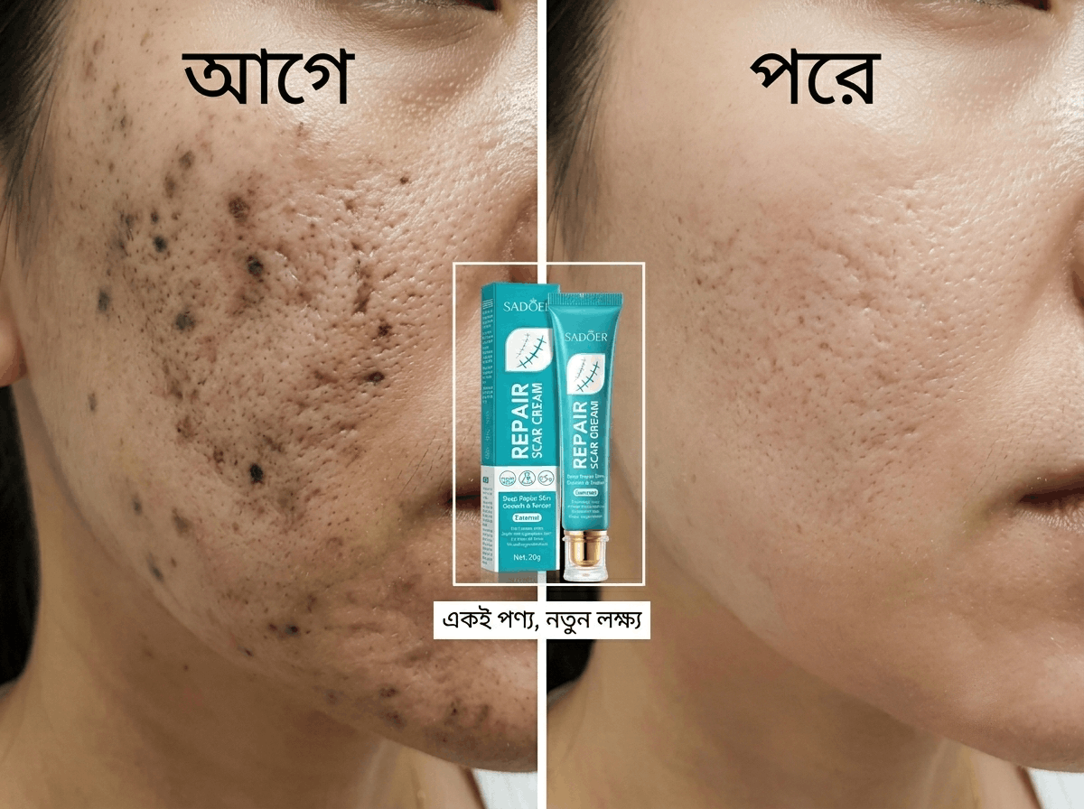 [মুখের জেদি ব্রণের কালো দাগ ও গর্ত পূর্বে এবং পরে]
